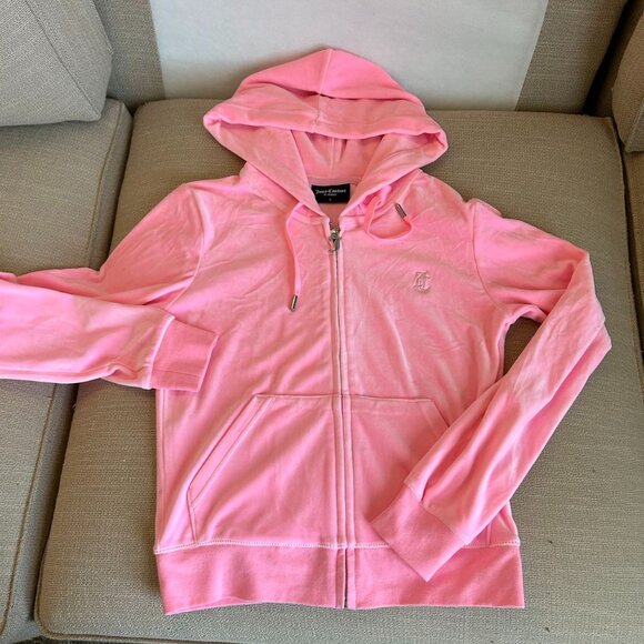 NWT Y2K Juicy Couture Velour Tracksuit Hoodie & Pants Set Small Pink Rhinestone - Picture 9 of 10